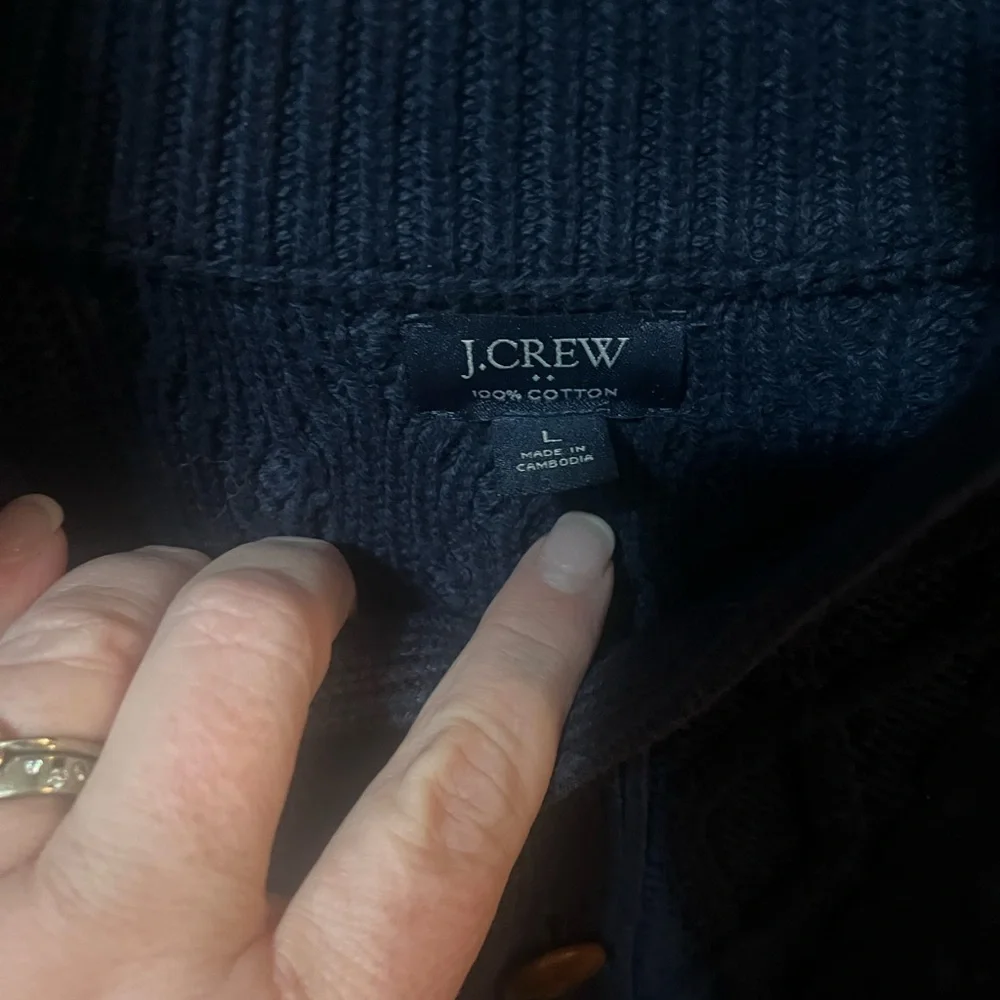 J. Crew Men's Dark Blue fisherman cable sweater Turtleneck - Men’s large